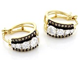 Pre-Owned Moissanite And Champagne Diamond 14k Yellow Gold Over Silver Earrings 1.51ctw DEW