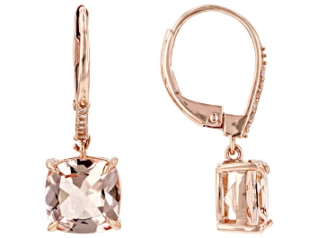 Picture of Pre-Owned Morganite And White Diamond 10k Rose Gold Earrings 3.65ctw
