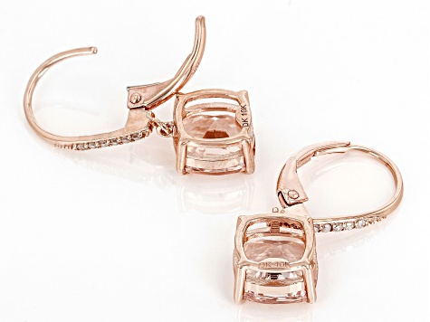 Pre-Owned Morganite And White Diamond 10k Rose Gold Earrings 3.65ctw