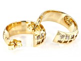 Pre-Owned 10k Yellow Gold & Rhodium Over 10k White Gold Bridge Design Diamond-Cut & Polished Hoop Ea