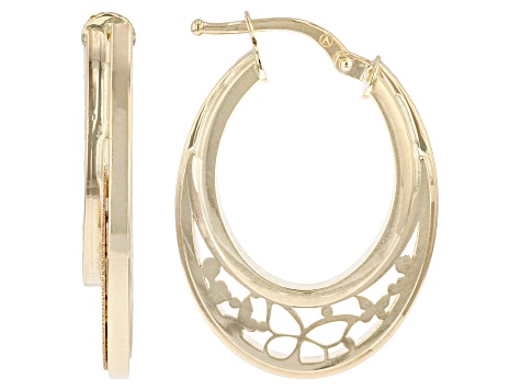 Pre-Owned 14k Yellow Gold Butterfly Cut-Out Hoop Earrings