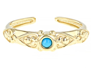 Pre-Owned Blue Sleeping Beauty Turquoise 10k Yellow Gold Toe Ring
