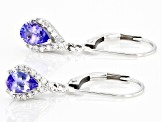 Pre-Owned Blue Tanzanite With White Diamond Rhodium Over 10k White Gold Earrings 0.81ctw