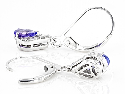 Pre-Owned Blue Tanzanite With White Diamond Rhodium Over 10k White Gold Earrings 0.81ctw