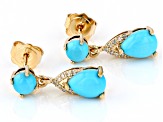 Pre-Owned Blue Sleeping Beauty Turquoise 14k Yellow Gold Dangle Earrings 0.07ctw