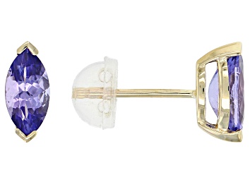 Picture of Pre-Owned Blue Tanzanite 10k Yellow Gold Earrings 0.69ctw