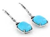 Pre-Owned Blue Sleeping Beauty Turquoise With Blue Diamond Rhodium Over 14k White Gold Earrings 0.02