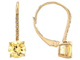 Pre-Owned Yellow Beryl With White Diamond 14k Yellow Gold Earrings 1.42ctw