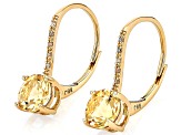 Pre-Owned Yellow Beryl With White Diamond 14k Yellow Gold Earrings 1.42ctw