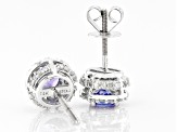 Pre-Owned Blue Tanzanite Rhodium Over 14k White Gold Stud Earrings 1.41ctw