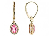 Pre-Owned Pink Spinel With White Diamond 10k Yellow Gold Earrings 0.97ctw