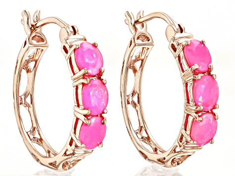 Pre-Owned Pink Ethiopian Opal 10k Rose Gold Earrings 0.96ctw