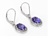 Pre-Owned Blue Tanzanite With White Diamond Rhodium Over 10k White Gold Earrings 2.37ctw