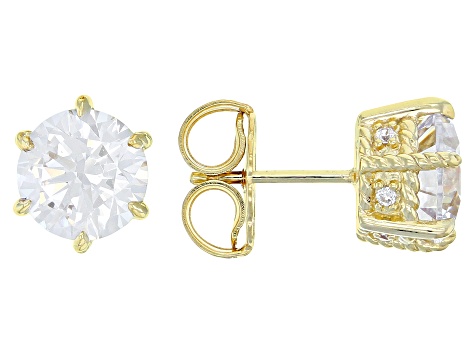 Pre-Owned Judith Ripka Cubic Zirconia 14k Gold Clad Haute Collection Stud Earrings
