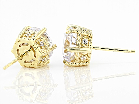 Pre-Owned Judith Ripka Cubic Zirconia 14k Gold Clad Haute Collection Stud Earrings