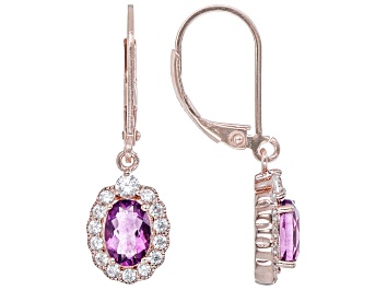 Picture of Pre-Owned Purple Fluorite 18k Rose Gold Over Sterling Silver Earrings 2.43ctw