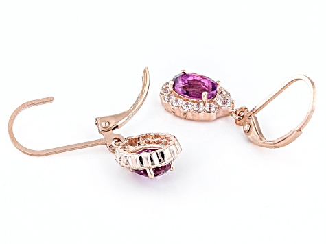 Pre-Owned Purple Fluorite 18k Rose Gold Over Sterling Silver Earrings 2.43ctw
