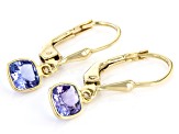 Pre-Owned Blue Tanzanite 18k Yellow Gold Over Sterling Silver Dangle Earrings 1.00ctw