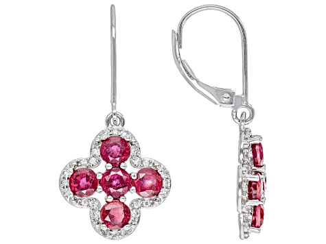 Pre-Owned Red Mahaleo® Ruby Rhodium Over 14K White Gold Earrings 4.20ctw