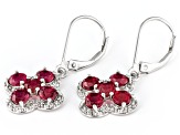 Pre-Owned Red Mahaleo® Ruby Rhodium Over 14K White Gold Earrings 4.20ctw