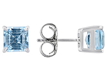 Picture of Pre-Owned Sky Blue Topaz Rhodium Over Sterling Silver Studs Earrings 2.47ctw