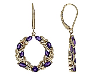 Picture of Pre-Owned Purple African Amethyst 18k Yellow Gold Over Sterling Silver Earrings 2.53ctw