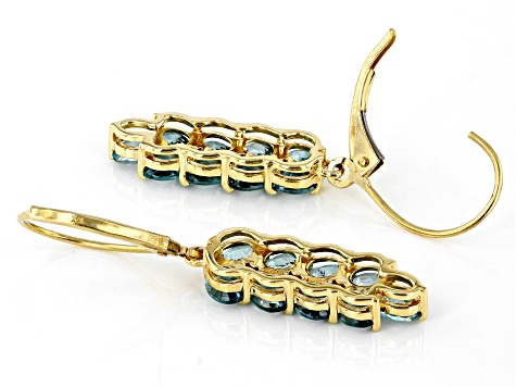 Pre-Owned Blue Zircon 14k Yellow Gold Earrings 4.39ctw