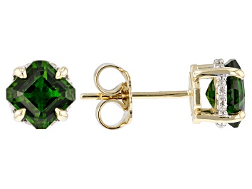 Picture of Pre-Owned Chrome Diopside 10k Yellow Gold Stud Earrings 2.06ctw