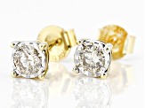 Pre-Owned White Diamond 10k Yellow Gold Solitaire Stud Earrings 0.50ctw