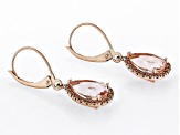 Pre-Owned Peach Morganite 10k Rose Gold Dangle Earrings 2.95ctw
