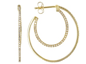 Pre-Owned White Diamond 10k Yellow Gold Hoop Earrings 0.55ctw