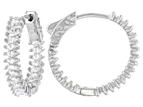 Pre-Owned White Cubic Zirconia Rhodium Over Sterling Silver Hoop Earrings 5.28ctw
