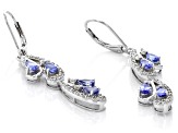 Pre-Owned Tanzanite Rhodium Over Sterling Silver Dangle Earrings 1.87ctw