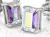 Pre-Owned Aurora Borealis Cubic Zirconia Rhodium Over Sterling Silver Stud Earrings 3.26ctw