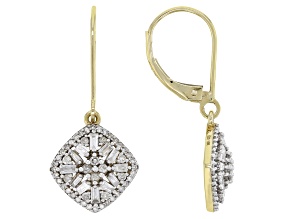 Pre-Owned White Diamond 10k Yellow Gold Dangle Earrings 0.80ctw