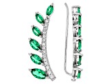 Pre-Owned Green Nanocrystal & White Cubic Zirconia Rhodium Over Sterling Climber Earrings 1.31ctw