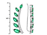 Pre-Owned Green Nanocrystal & White Cubic Zirconia Rhodium Over Sterling Climber Earrings 1.31ctw