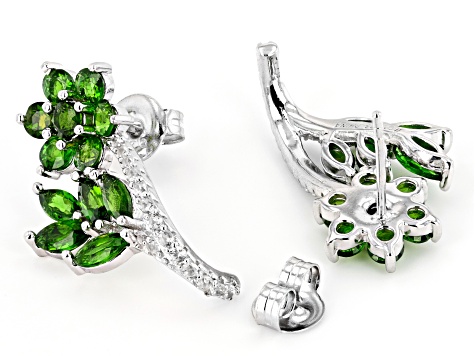 Pre-Owned Green Chrome Diopside Rhodium Over Sterling Silver Earrings. 3.55