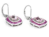 Pre-Owned Pink Kunzite Rhodium Over Sterling Silver Dangle Earrings 3.56ctw