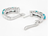 Pre-Owned Blue Aquamarine Rhodium Over Sterling Silver Earrings 2.10ctw