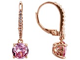 Pre-Owned Pink And White Cubic Zirconia 18k Rose Gold Over Sterling Silver Earrings 4.40ctw