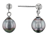 Pre-Owned Cultured Tahitian Pearl Rhodium Over Sterling Silver Earrings