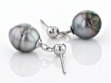 Pre-Owned Cultured Tahitian Pearl Rhodium Over Sterling Silver Earrings