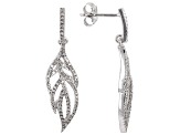 Pre-Owned White Diamond Rhodium Over Sterling Silver Feather Dangle Earrings 0.25ctw