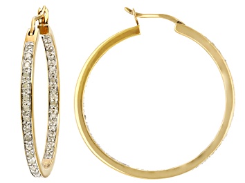 Picture of Pre-Owned White Diamond 18k Yellow Gold Over Sterling Silver Inside-Out Hoop Earrings 0.50ctw