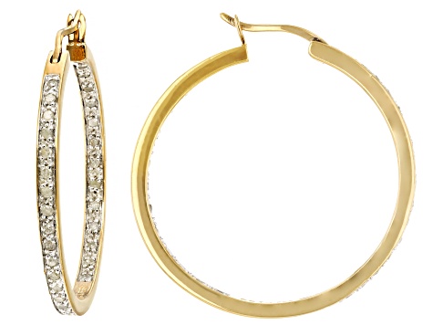 Pre-Owned White Diamond 18k Yellow Gold Over Sterling Silver Inside-Out Hoop Earrings 0.50ctw