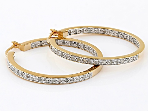 Pre-Owned White Diamond 18k Yellow Gold Over Sterling Silver Inside-Out Hoop Earrings 0.50ctw