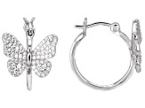 Pre-Owned White Cubic Zirconia Rhodium Over Sterling Silver Butterfly Hoops 1.27ctw