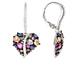 Pre-Owned Multi-Gemstone Simulants Rhodium Over Sterling Silver Earrings 3.38ctw