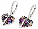 Pre-Owned Multi-Gemstone Simulants Rhodium Over Sterling Silver Earrings 3.38ctw